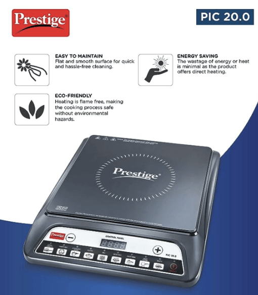 Prestige Pic 20 Neo Induction Cooktop 1600W|Indian Menu Options| Automatic Voltage Regulator| Timer With User Pre-Set, Manual, Black - Image 2
